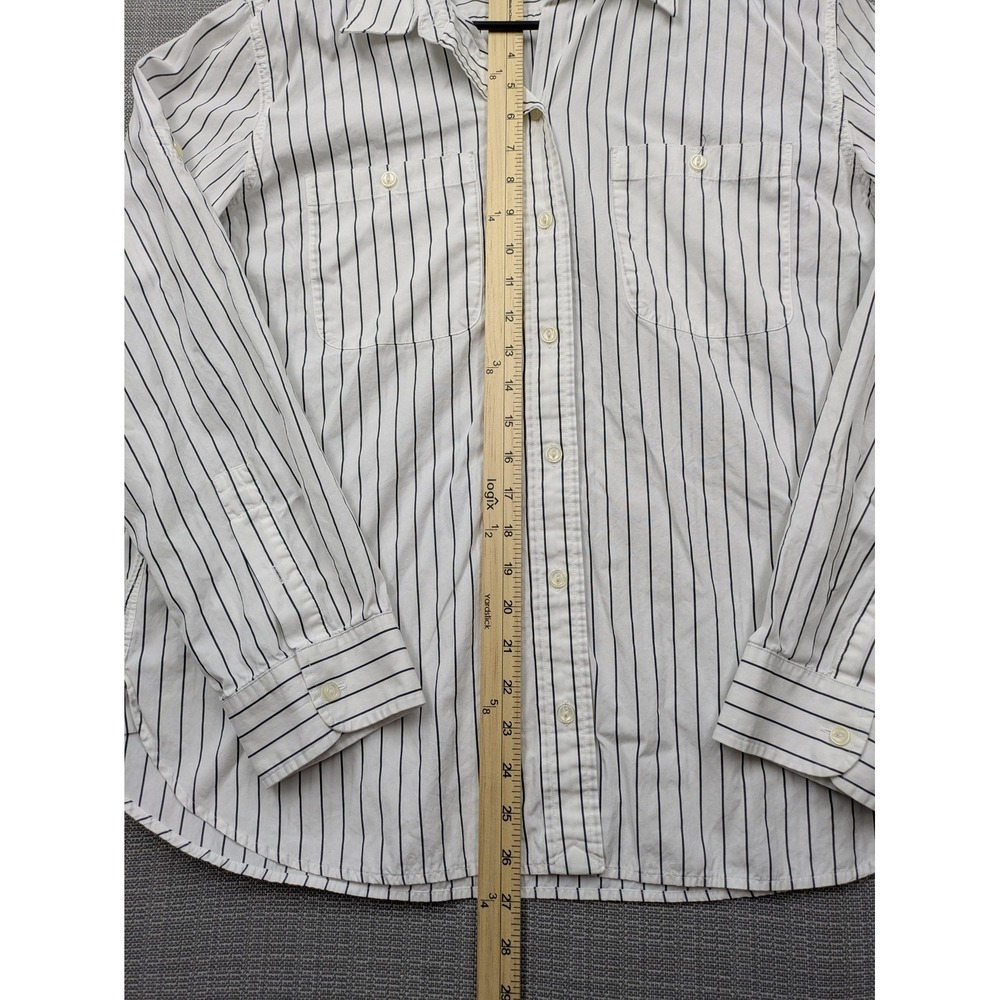 Lauren Jeans Co. Shirt Womens XL White Stripe Button Up Long Sleeve Cotton - Picture 5 of 8
